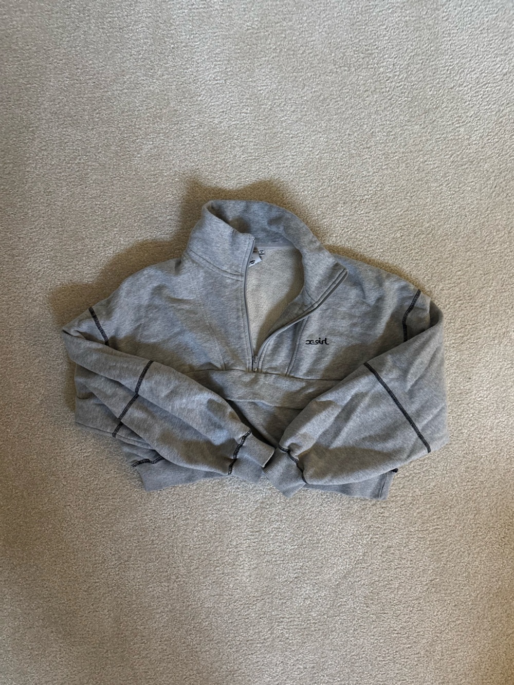 X-Girl Gray Zip-Up Hoodie Sweatshirt